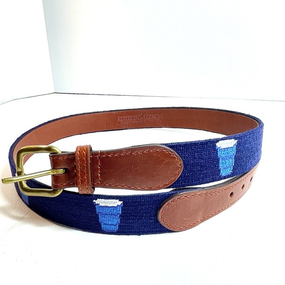 Smathers & Branson Other - SMATHERS & BRANSON Men's Leather Belt Hand Stitched Blue Cups "C" 1898 Size 38